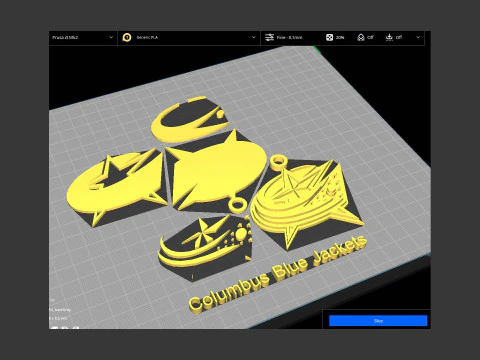 Columbus blue jackets logo shield Printable and Renderable keychan 3D Print Model
