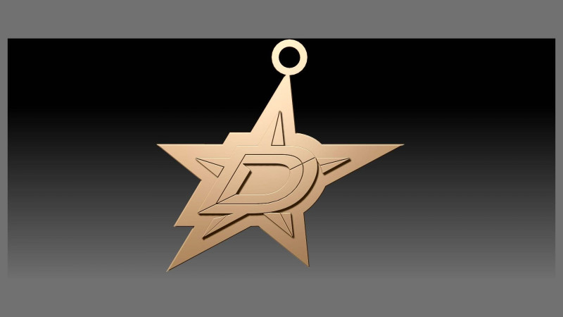 Dallas stars logo shield Printable and Renderable keychan 3D-Druckmodell .c4d .max .obj .3ds .fbx .stl .blend 