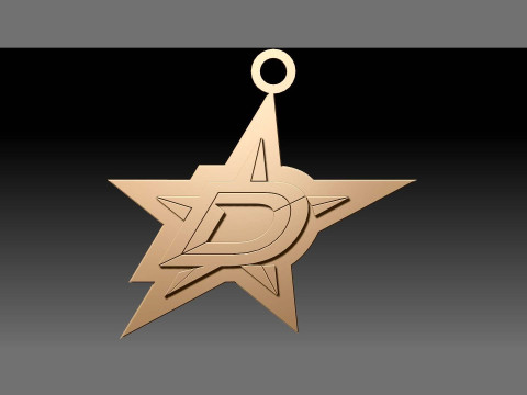 Dallas stars logo shield Printable and Renderable keychan 3D Print Model