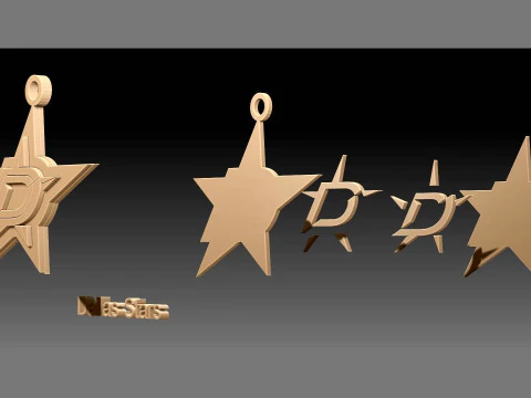 Dallas stars logo shield Printable and Renderable keychan 3D Print Model