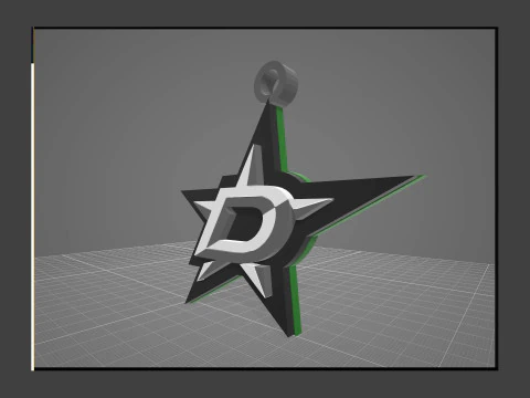 Dallas stars logo shield Printable and Renderable keychan 3D Print Model