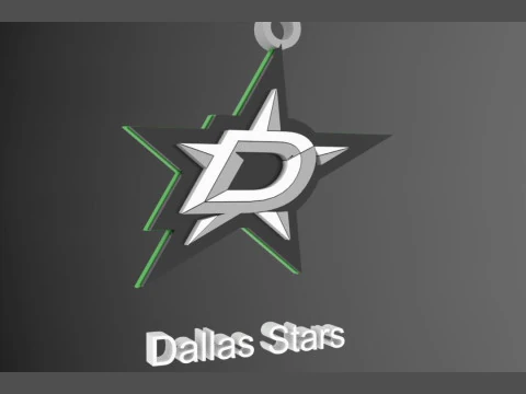 Dallas stars logo shield Printable and Renderable keychan 3D Print Model