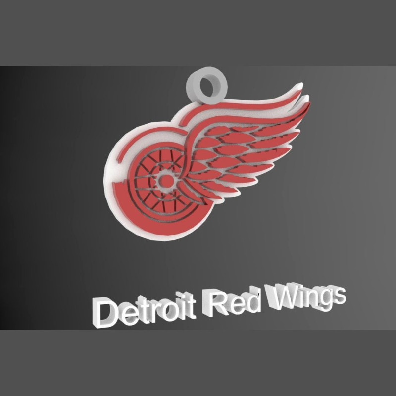Detroit red wings logo shield Printable and Renderable keychan 3D-printmodel .c4d .max .obj .3ds .fbx .stl .blend 