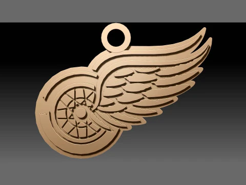 Detroit red wings logo shield Printable and Renderable keychan 3D Print Model