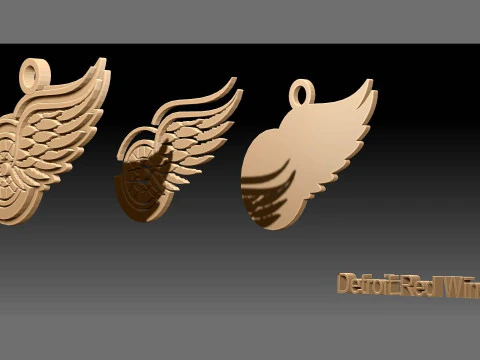 Detroit red wings logo shield Printable and Renderable keychan 3D Print Model
