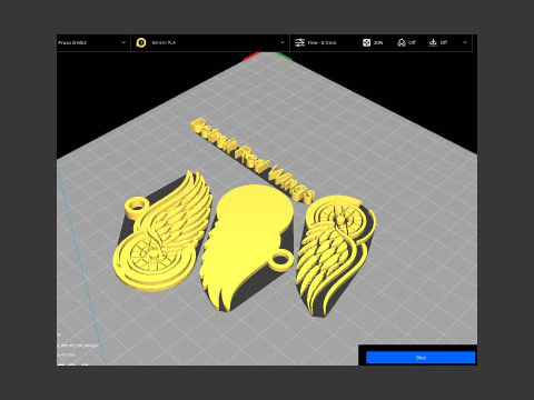 Detroit red wings logo shield Printable and Renderable keychan 3D Print Model