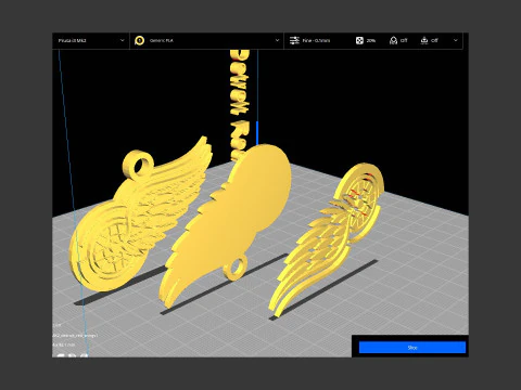 Detroit red wings logo shield Printable and Renderable keychan 3D Print Model