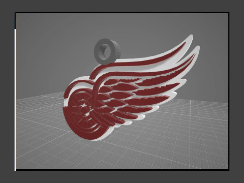Detroit red wings logo shield Printable and Renderable keychan 3D Print Model