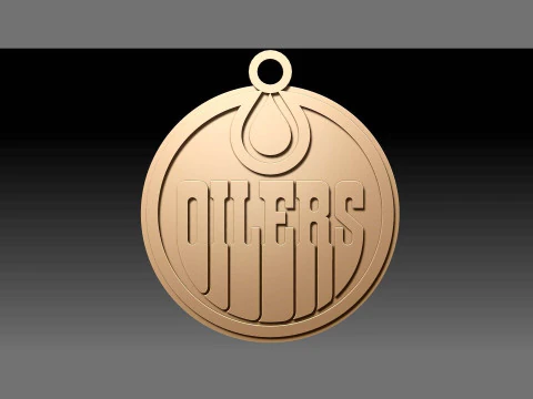 Edmonton oilers logo shield Printable and Renderable keychan 3D Print Model
