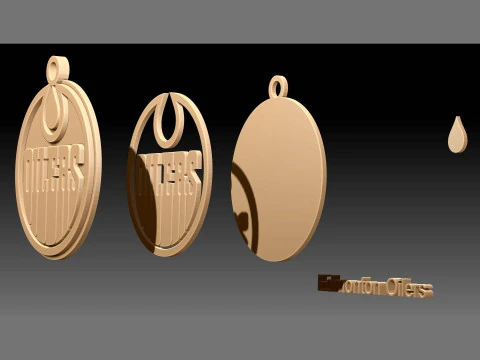 Edmonton oilers logo shield Printable and Renderable keychan 3D Print Model