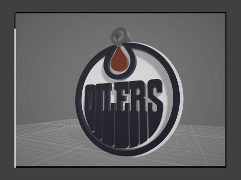 Edmonton oilers logo shield Printable and Renderable keychan 3D Print Model