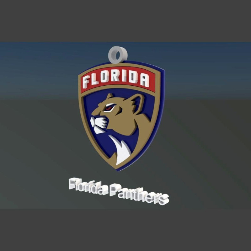 Florida panthers logo shield Printable and Renderable keychan 3D प्रिंट मॉडल .c4d .max .obj .3ds .fbx .stl .blend