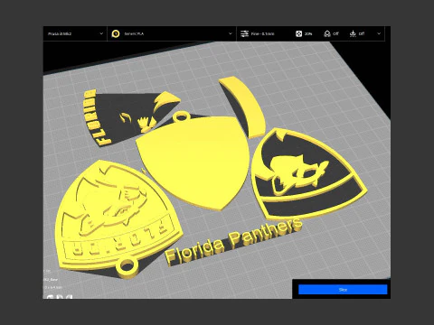 Florida panthers logo shield Printable and Renderable keychan 3D Print Model