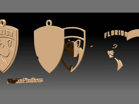 Florida panthers logo shield Printable and Renderable keychan 3D Print Model