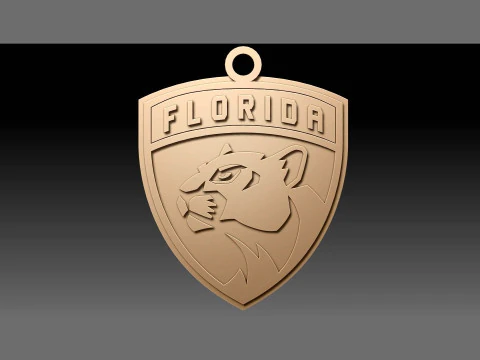 Florida panthers logo shield Printable and Renderable keychan 3D Print Model