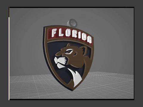 Florida panthers logo shield Printable and Renderable keychan 3D Print Model