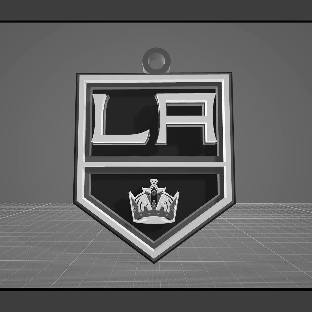 Los angeles kings logo shield Printable and Renderable keychan 3D Print Model .c4d .max .obj .3ds .fbx .stl .blend 