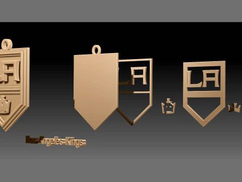 Los angeles kings logo shield Printable and Renderable keychan 3D Print Model