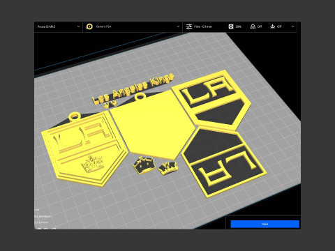 Los angeles kings logo shield Printable and Renderable keychan 3D 프린트 모델