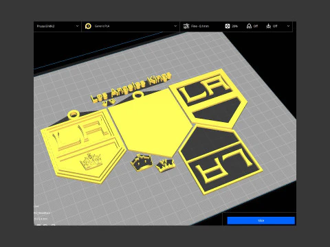 Los angeles kings logo shield Printable and Renderable keychan 3D Print Model