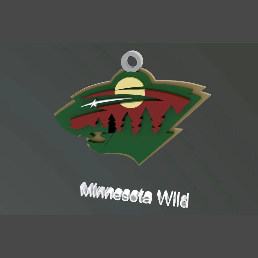 Minnesota wild logo shield Printable and Renderable keychan 3D Print Model .c4d .max .obj .3ds .fbx .stl .blend
