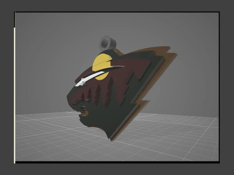 Minnesota wild logo shield Printable and Renderable keychan 3D Print Model