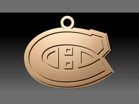 Montreal canadiens logo shield Printable and Renderable keychan 3D Print Model