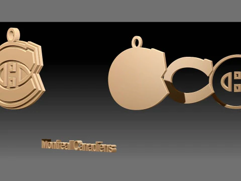 Montreal canadiens logo shield Printable and Renderable keychan 3D Print Model