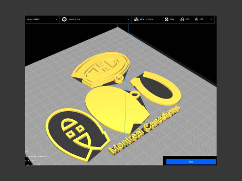 Montreal canadiens logo shield Printable and Renderable keychan Model do druku 3D
