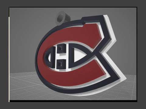 Montreal canadiens logo shield Printable and Renderable keychan 3D Print Model