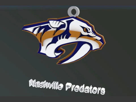 Nashville predators logo shield Printable and Renderable keychan 3D Print Model