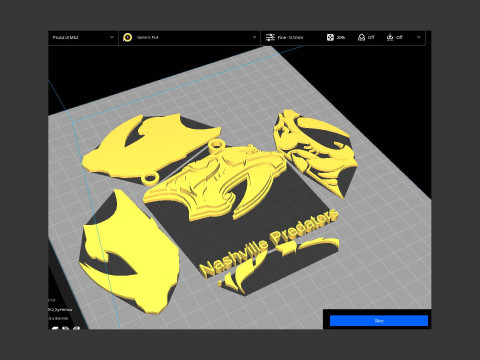 Nashville predators logo shield Printable and Renderable keychan 3D 프린트 모델
