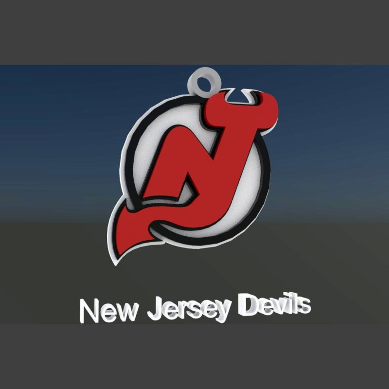 New jersey devils logo shield Printable and Renderable keychan 3D Print Model .c4d .max .obj .3ds .fbx .stl .blend 