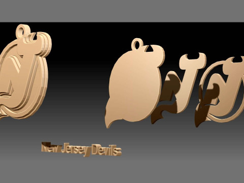 New jersey devils logo shield Printable and Renderable keychan 3D Print Model