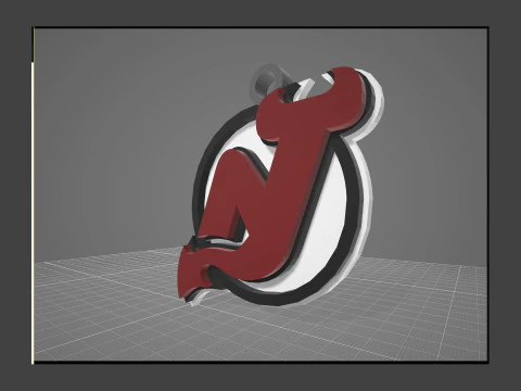 New jersey devils logo shield Printable and Renderable keychan 3D Print Model