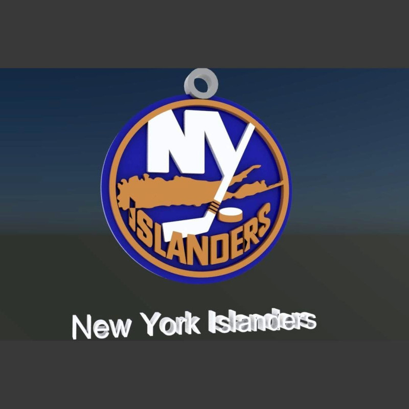 New york islanders logo shield Printable and Renderable keychan Model Cetak 3D .c4d .max .obj .3ds .fbx .stl .blend 