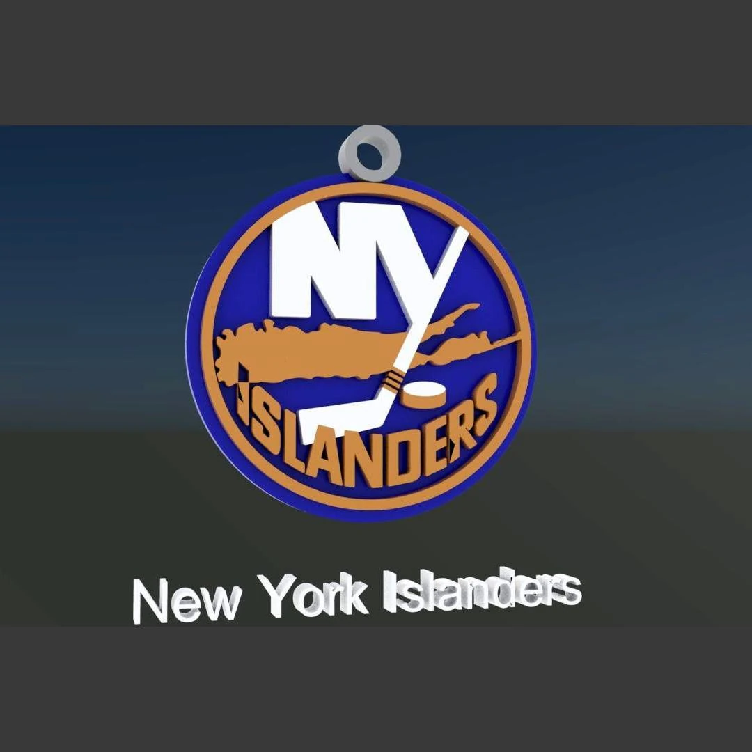 New york islanders logo shield Printable and Renderable keychan 3D Print Model .c4d .max .obj .3ds .fbx .stl .blend