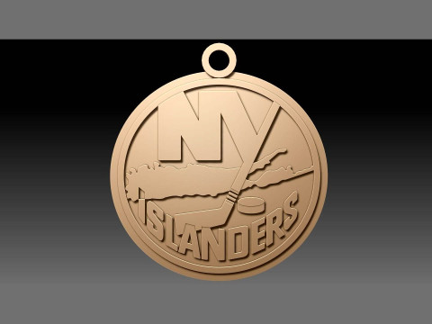 New york islanders logo shield Printable and Renderable keychan Model Cetak 3D