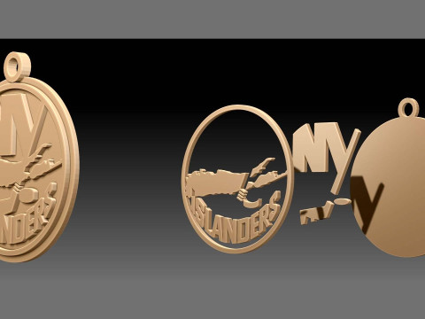 New york islanders logo shield Printable and Renderable keychan Model Cetak 3D