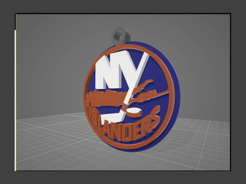 New york islanders logo shield Printable and Renderable keychan Model Cetak 3D
