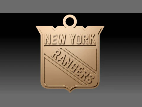 न्यूयॉर्क रेंजर्स लोगो शील्ड प्रिंट करने योग्य और रेंडर करने योग्य चाबी का गुच्छा 3D प्रिंट मॉडल