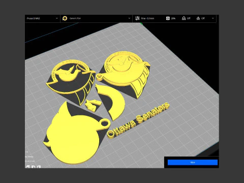 Ottawa senators logo shield Printable and Renderable keychan 3D Print Model