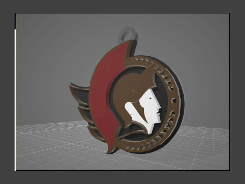 Ottawa senators logo shield Printable and Renderable keychan 3D Print Model