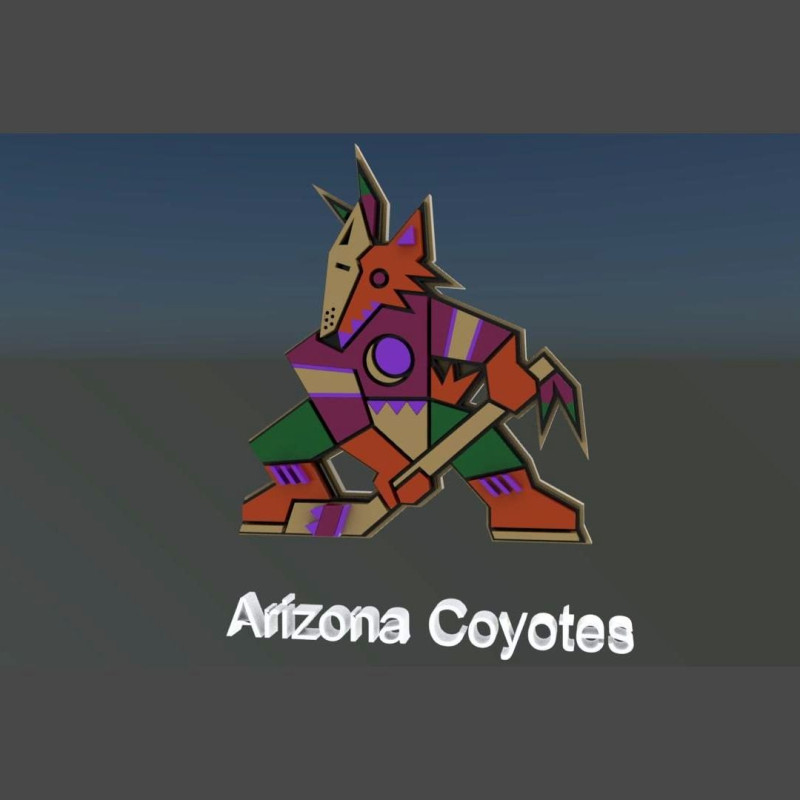 Phoenix coyotes logo shield Printable and Renderable keychan Model Cetak 3D .c4d .max .obj .3ds .fbx .stl .blend 