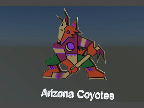Phoenix coyotes logo shield Printable and Renderable keychan 3D Print Model