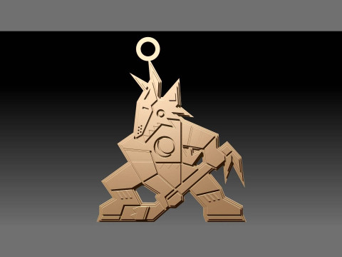 Phoenix coyotes logo shield Printable and Renderable keychan Model Cetak 3D