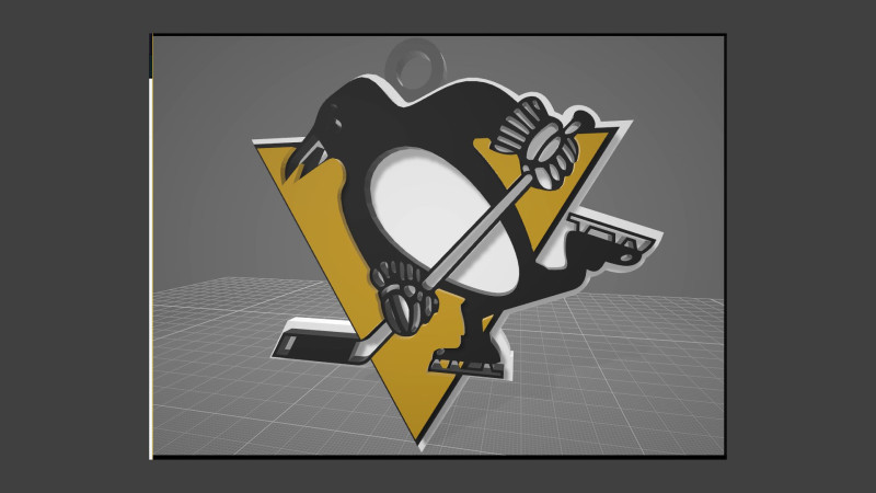 Pittsburgh penguins logo shield Printable and Renderable keychan Model Cetak 3D .c4d .max .obj .3ds .fbx .stl .blend 