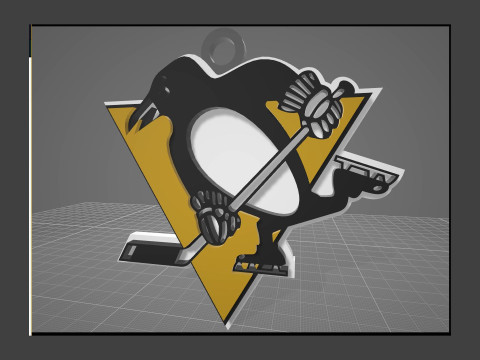 Pittsburgh penguins logo shield Printable and Renderable keychan 3D Baskı Modeli