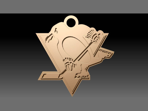 Pittsburgh penguins logo shield Printable and Renderable keychan Model Cetak 3D