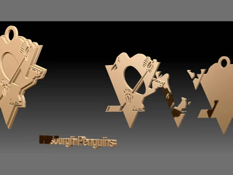 Pittsburgh penguins logo shield Printable and Renderable keychan 3D Print Model